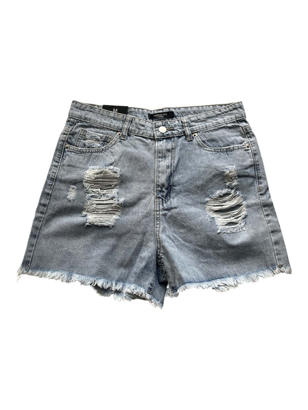 American Bazi Distressed Light Wash Denim Shorts - Women's Size M